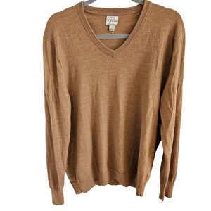 J. Crew Mens SZ L 100% Merino Wool V Neck Sweater Business Casual Classic Luxury